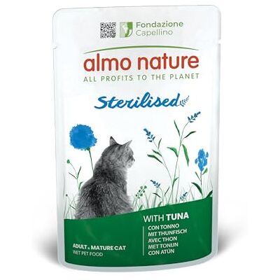 Almo Nature Functional Sterilised Nassfutter für Erwachsene und reife Katzen, sterilised oder wenig aktiv mit Thunfisch niedriger Fettgehalt, feuchtigkeitsspendend 70 g (Packung mit 30) Almo Nature Functional Sterilised Nassfutter für Erwachsene und reife Katzen, sterilised oder wenig aktiv mit Thunfisch niedriger Fettgehalt, feuchtigkeitsspendend 70 g (Packung mit 30)