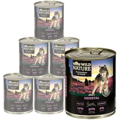 Dehner Wild Nature Hundefutter Heidetal, Nassfutter getreidefrei / zuckerfrei, für ausgewachsene Hunde, Lamm, 6 x 800 g Dose (4.8 kg) Dehner Wild Nature Hundefutter Heidetal, Nassfutter getreidefrei / zuckerfrei, für ausgewachsene Hunde, Lamm, 6 x 800 g Dose (4.8 kg)