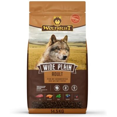 Wolfsblut – Wide Plain Adult Trockenfutter mit wertvollen Superfoods für ausgewachsene Hunde. Getreidefreies Alleinfutter ohne Zusatzstoffe im Beutel 14,5kg Pferd Wolfsblut – Wide Plain Adult Trockenfutter mit wertvollen Superfoods für ausgewachsene Hunde. Getreidefreies Alleinfutter ohne Zusatzstoffe im Beutel 14,5kg Pferd