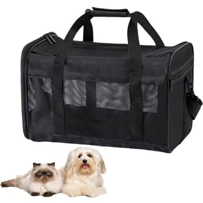 BYZESTY Transporttasche Für Katze Hund, Faltbare Transporttasche Katze, Transportbox Für Kleine, Hunde Transportboxen Mit Einstellbar Schultergurt, Katzentransporttasche Für Auto, Flieger Und Zug(Schwarz, M) BYZESTY Transporttasche Für Katze Hund, Faltbare Transporttasche Katze, Transportbox Für Kleine, Hunde Transportboxen Mit Einstellbar Schultergurt, Katzentransporttasche Für Auto, Flieger Und Zug(Schwarz, M)