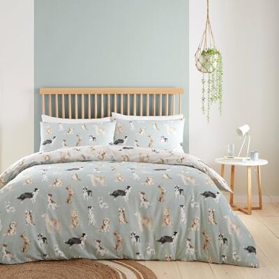 Fusion Entenblau Hunde Bettwäsche-Set Fusion Entenblau Hunde Bettwäsche-Set