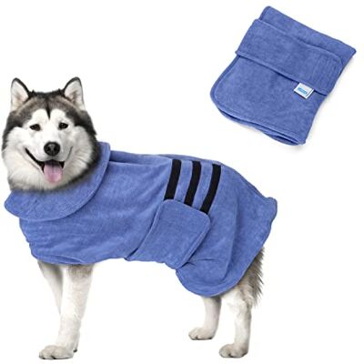 Nobleza Hundebademantel Mikrofaser mit Klettverschluss,Super saugfähig und schnell trocknend,Bademantel für alle Katzen und Hunde,Fünf Größen,Hundehandtuch Weich (L) Nobleza Hundebademantel Mikrofaser mit Klettverschluss,Super saugfähig und schnell trocknend,Bademantel für alle Katzen und Hunde,Fünf Größen,Hundehandtuch Weich (L)