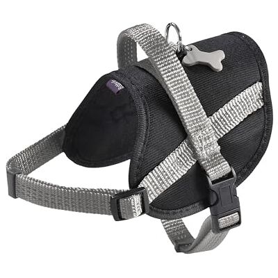 Bobby Easy Safe Hundegeschirr mit Medaille, Größe XXS, aus reflektierendem Nylon mit Mantel, Verstellbarer Schnallenverschluss, Grau, Größe Brustumfang 27-34 cm Bobby Easy Safe Hundegeschirr mit Medaille, Größe XXS, aus reflektierendem Nylon mit Mantel, Verstellbarer Schnallenverschluss, Grau, Größe Brustumfang 27-34 cm