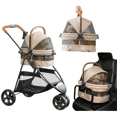 Pet Gear 3-in-1-Reisesystem, View 360 Ultra Light Travel System Kinderwagen verwandelt sich in Trage und Sitzerhöhung mit Easy Click N Go Technologie, für kleine Hunde & Katzen, ecru Pet Gear 3-in-1-Reisesystem, View 360 Ultra Light Travel System Kinderwagen verwandelt sich in Trage und Sitzerhöhung mit Easy Click N Go Technologie, für kleine Hunde & Katzen, ecru