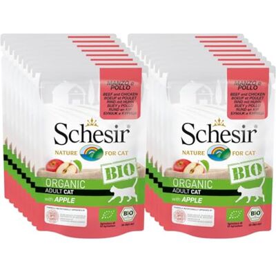 Schesir Bio Nassfutter Rind, Huhn & Apfel für Katzen - 16er Pack Schesir Bio Nassfutter Rind, Huhn & Apfel für Katzen - 16er Pack