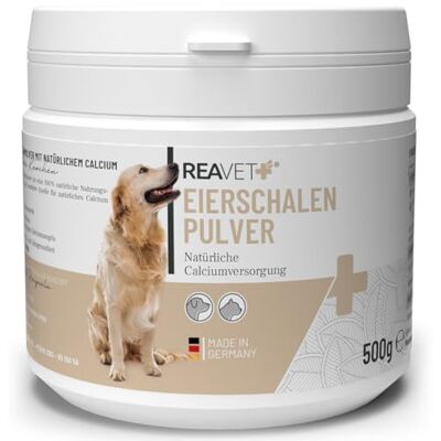 ReaVET Eierschalenpulver Hund & Katze 500g – Natürliche Calciumquelle für gesunde Knochen und Zähne, Eierschalen Pulver für Hunde und Katzen, Barf Zusatz ReaVET Eierschalenpulver Hund & Katze 500g – Natürliche Calciumquelle für gesunde Knochen und Zähne, Eierschalen Pulver für Hunde und Katzen, Barf Zusatz