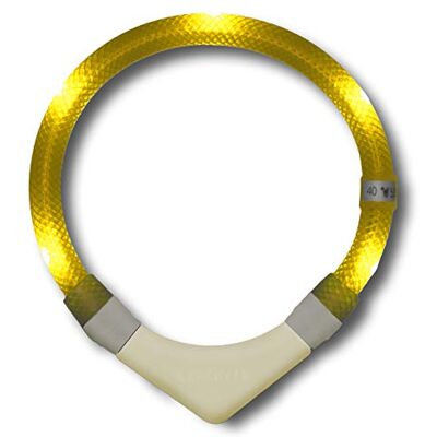 LEUCHTIE ® Plus NL Leuchthalsband Hund batteriebetrieben, nachleuchtend phosphoreszierendes Batterieteil, wasserdichtes LED Halsband, 100h Leuchtdauer, enorm hell, Sonnengelb Größe 42,5 LEUCHTIE ® Plus NL Leuchthalsband Hund batteriebetrieben, nachleuchtend phosphoreszierendes Batterieteil, wasserdichtes LED Halsband, 100h Leuchtdauer, enorm hell, Sonnengelb Größe 42,5