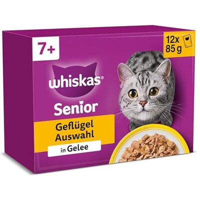 Whiskas Senior Katzenfutter in Gelee mit Geflügel 85g - Katzennahrung Whiskas Senior Katzenfutter in Gelee mit Geflügel 85g - Katzennahrung