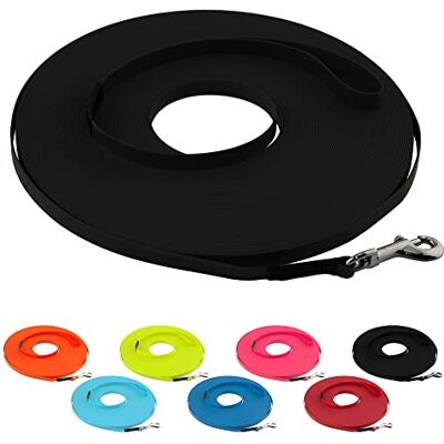 LENNIE Ultraleichte BioThane Schleppleine für Hunde bis 5kg, 7m lang, mit Handschlaufe, Schwarz, genäht, 9 mm LENNIE Ultraleichte BioThane Schleppleine für Hunde bis 5kg, 7m lang, mit Handschlaufe, Schwarz, genäht, 9 mm