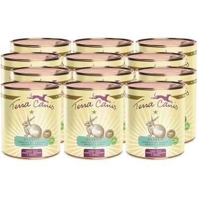 Terra Canis Kaninchen mit Zucchini, Classic Nassfutter für Hunde, 12x800g 100% Lebensmittelqualität aller Rohstoffe, mit frischem Fleisch und nahrhaften Innereien, glutenfrei und getreidearm Terra Canis Kaninchen mit Zucchini, Classic Nassfutter für Hunde, 12x800g 100% Lebensmittelqualität aller Rohstoffe, mit frischem Fleisch und nahrhaften Innereien, glutenfrei und getreidearm