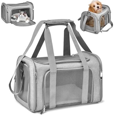 Sprifityy 45x30x30 cm Katzentransporttasche Haustiertasche Faltbar (Grau) Katzen Tragetasche Atmungsaktiv, 7kg Transportbox Katze, Transportbox Hund für Mittelgroße Hunde, Katze Auto, Zug, Reisen Sprifityy 45x30x30 cm Katzentransporttasche Haustiertasche Faltbar (Grau) Katzen Tragetasche Atmungsaktiv, 7kg Transportbox Katze, Transportbox Hund für Mittelgroße Hunde, Katze Auto, Zug, Reisen