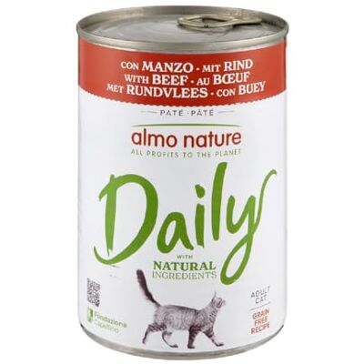 Almo Nature Daily Nassfutter für Erwachsene Katzen Paté Rind 400 g, Packung mit 24 Almo Nature Daily Nassfutter für Erwachsene Katzen Paté Rind 400 g, Packung mit 24