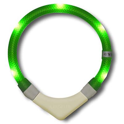 LEUCHTIE ® Plus NL Leuchthalsband Hund batteriebetrieben, nachleuchtend phosphoreszierendes Batterieteil, wasserdichtes LED Halsband, 100h Leuchtdauer, enorm hell, neongrün Größe 50 LEUCHTIE ® Plus NL Leuchthalsband Hund batteriebetrieben, nachleuchtend phosphoreszierendes Batterieteil, wasserdichtes LED Halsband, 100h Leuchtdauer, enorm hell, neongrün Größe 50