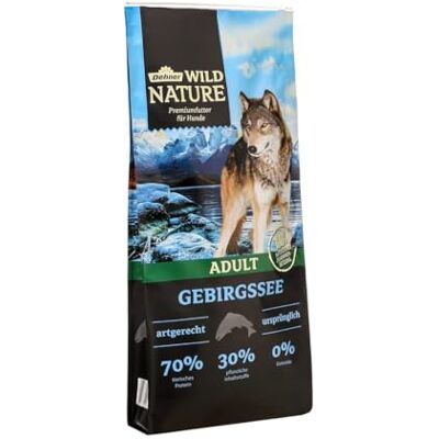 Dehner Wild Nature Hundefutter Gebirgssee, Trockenfutter getreidefrei / zuckerfrei, für ausgewachsene Hunde, Lachs / Huhn, 12 kg Dehner Wild Nature Hundefutter Gebirgssee, Trockenfutter getreidefrei / zuckerfrei, für ausgewachsene Hunde, Lachs / Huhn, 12 kg