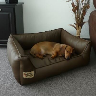 Hundebettenmanufaktur Hundebett Similpelle Kunstleder 70 cm X 55 cm braun Formstabil, Pflegeleicht Hundebettenmanufaktur Hundebett Similpelle Kunstleder 70 cm X 55 cm braun Formstabil, Pflegeleicht