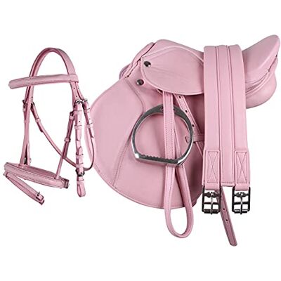 QHP Pony Sattel-Set Komplett inkl. Sattelgurt, Steigbügelriemen und Steigbügeln Geeignet für Kinder Robustes und langlebig Leichtes Gewicht (rosa) QHP Pony Sattel-Set Komplett inkl. Sattelgurt, Steigbügelriemen und Steigbügeln Geeignet für Kinder Robustes und langlebig Leichtes Gewicht (rosa)