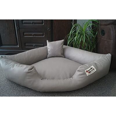 Hundebettenmanufaktur Hundebett Eckbett Hundesofa Schlafplatz Kunstleder Canto (100 cm X 100 cm, Taupe) Hundebettenmanufaktur Hundebett Eckbett Hundesofa Schlafplatz Kunstleder Canto (100 cm X 100 cm, Taupe)