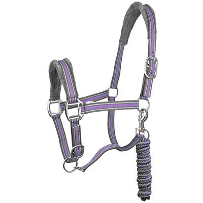York Halfterset Halfter mit Strick Calipso Halfter & Strick gepolstert 5 Farben (Cob, grau/violett) York Halfterset Halfter mit Strick Calipso Halfter & Strick gepolstert 5 Farben (Cob, grau/violett)