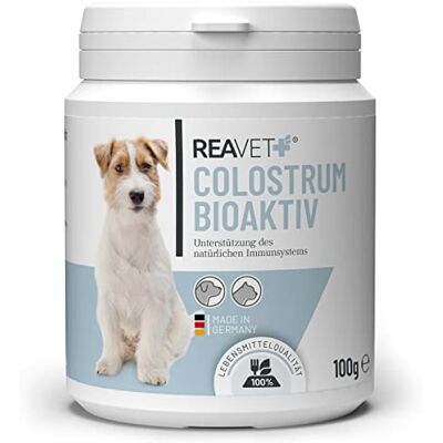 ReaVET Colostrum Pulver für Hund & Katze 100g Immun Boost mit hohem Immunglobulin Gehalt, Immunsystem stärken, Magen & Darm, Natürliches Kolostrum ReaVET Colostrum Pulver für Hund & Katze 100g Immun Boost mit hohem Immunglobulin Gehalt, Immunsystem stärken, Magen & Darm, Natürliches Kolostrum