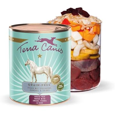 Terra Canis Pferd mit Steckrübe, Getreidefrei Nassfutter für Hunde, 800g 100% Lebensmittelqualität aller Rohstoffe, mit frischem Fleisch, reich an Nährstoffen, getreide- und glutenfrei Terra Canis Pferd mit Steckrübe, Getreidefrei Nassfutter für Hunde, 800g 100% Lebensmittelqualität aller Rohstoffe, mit frischem Fleisch, reich an Nährstoffen, getreide- und glutenfrei