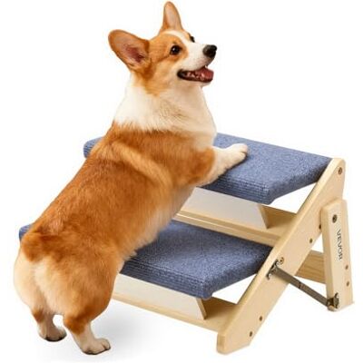 VEVOR Hundetreppe 370x470x260 mm, 2-stufige Hautiertreppe, klappbare Holztreppe geeignet für kleine, mittlere, große, ältere Haustiere sowie Welpen bis 50 kg, Hundeleiter für Betten, Sofas & Autos VEVOR Hundetreppe 370x470x260 mm, 2-stufige Hautiertreppe, klappbare Holztreppe geeignet für kleine, mittlere, große, ältere Haustiere sowie Welpen bis 50 kg, Hundeleiter für Betten, Sofas & Autos