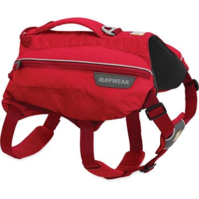 RUFFWEAR Trinkrucksack für Hunde, Inklusive 2 x 600 ml Wasserflasche, Kleine Hunderassen, Größenverstellbar, Größe: S, Rot (Red Currant), Singletrak Pack RUFFWEAR Trinkrucksack für Hunde, Inklusive 2 x 600 ml Wasserflasche, Kleine Hunderassen, Größenverstellbar, Größe: S, Rot (Red Currant), Singletrak Pack