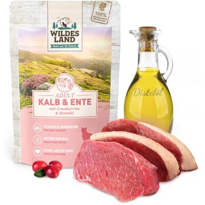 WILDES LAND Kalb und Ente Classic Adult Nassfutter für Katzen 24 x 100 g WILDES LAND Kalb und Ente Classic Adult Nassfutter für Katzen 24 x 100 g