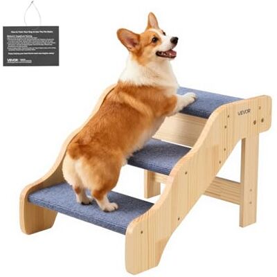VEVOR Hundetreppe 580x430x380 mm, 3-stufige Hautiertreppe, Holztreppe geeignet für kleine, mittlere, große, ältere Haustiere sowie Welpen bis 68 kg, Hundeleiter für Betten, Sofas & Autos VEVOR Hundetreppe 580x430x380 mm, 3-stufige Hautiertreppe, Holztreppe geeignet für kleine, mittlere, große, ältere Haustiere sowie Welpen bis 68 kg, Hundeleiter für Betten, Sofas & Autos