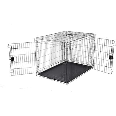 Amazon Faltbar Zusammenklappbarer Hundekäfig aus Metalldraht mit Bodenschale, Doppeltür, Schwarz, L 107 x B 71 x H 76 cm Amazon Faltbar Zusammenklappbarer Hundekäfig aus Metalldraht mit Bodenschale, Doppeltür, Schwarz, L 107 x B 71 x H 76 cm