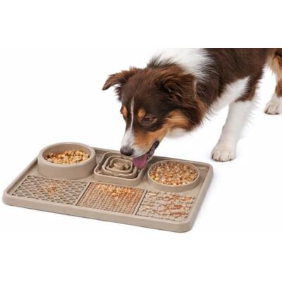 Flamingo hundenapf katzennapf leckmatte Hund Pengu rechteckig Taupe 30,5x20,5 cm silikon 2 in 1 napf und leckmatte mit saugnäpfen Flamingo hundenapf katzennapf leckmatte Hund Pengu rechteckig Taupe 30,5x20,5 cm silikon 2 in 1 napf und leckmatte mit saugnäpfen