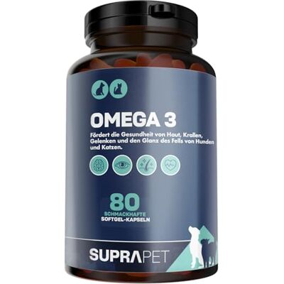 Suprapet Omega 3 Haustier 80 Kapseln - Tiernahrungsergänzung Suprapet Omega 3 Haustier 80 Kapseln - Tiernahrungsergänzung