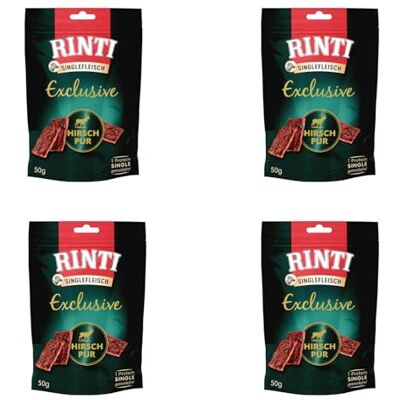 Rinti Singlefleisch Exclusive Snack Hirsch Pur 4er Pack 4 x 50 g Ergänzungsfuttermittel für ausgewachsene Hunde Ausschließlich Hirsch für empfindliche Hunde bei Allergien Rinti Singlefleisch Exclusive Snack Hirsch Pur 4er Pack 4 x 50 g Ergänzungsfuttermittel für ausgewachsene Hunde Ausschließlich Hirsch für empfindliche Hunde bei Allergien