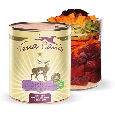 Terra Canis Wild mit Kürbis, Classic Nassfutter für Hunde, 800g 100% Lebensmittelqualität aller Rohstoffe, mit frischem Fleisch und nahrhaften Innereien, glutenfrei und getreidearm Terra Canis Wild mit Kürbis, Classic Nassfutter für Hunde, 800g 100% Lebensmittelqualität aller Rohstoffe, mit frischem Fleisch und nahrhaften Innereien, glutenfrei und getreidearm