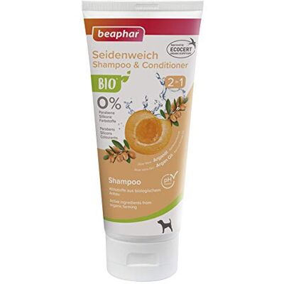 Beaphar 17742 Bio Shampoo Seidenweich 2 in 1 für Hunde, angereichert mit,Arganöl und Aprikosenkernöl Aprikosenkernöl aus biologischem Anbau, 200 ml Beaphar 17742 Bio Shampoo Seidenweich 2 in 1 für Hunde, angereichert mit,Arganöl und Aprikosenkernöl Aprikosenkernöl aus biologischem Anbau, 200 ml