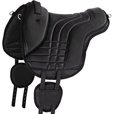 Equinate Reitpad Stella aus synthetischem Leder Pony Schwarz Bareback Pad mit pflegeleichter Neopren Unterseite Reitkissen Baumloser Sattel Equinate Reitpad Stella aus synthetischem Leder Pony Schwarz Bareback Pad mit pflegeleichter Neopren Unterseite Reitkissen Baumloser Sattel