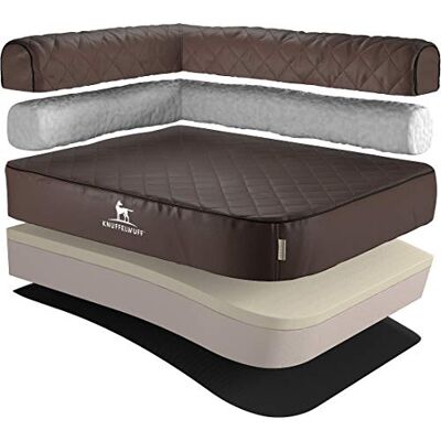 Knuffelwuff Orthopädisches Eck Hundebett Winslow aus Laser-gestepptem Kunstleder Übergröße XXXL 140 x 100cm Lehne Links Braun Knuffelwuff Orthopädisches Eck Hundebett Winslow aus Laser-gestepptem Kunstleder Übergröße XXXL 140 x 100cm Lehne Links Braun