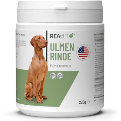 ReaVET Ulmenrinde Pulver Amerikanisch für Hunde & Katzen 220g – Stark schleimend, Naturrein in Premiumqualität, Verdauung, Darmflora, Magen, Slippery Elm Bark ReaVET Ulmenrinde Pulver Amerikanisch für Hunde & Katzen 220g – Stark schleimend, Naturrein in Premiumqualität, Verdauung, Darmflora, Magen, Slippery Elm Bark