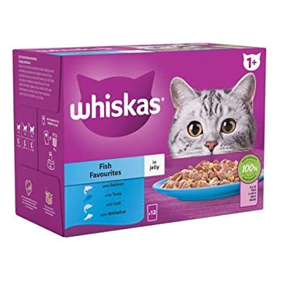 whiskas 1+ Fish Favourites Adult Wet Cat Food Pouches in Jelly 12 x 85g whiskas 1+ Fish Favourites Adult Wet Cat Food Pouches in Jelly 12 x 85g