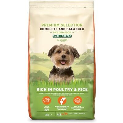 Amazon Komplettes Trockenfutter für Hunde, reich an Huhn & Reis, 3 kg Amazon Komplettes Trockenfutter für Hunde, reich an Huhn & Reis, 3 kg