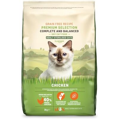 Amazon Katzenfutter für ausgewachsene sterilisierte Katzen, Fein zubereitetes Trockenfutter mit frischem Huhn, Getreidefreie Rezeptur, 3kg (1-Pack)(Zuvor eine Marke von Lifelong, gleiches Produkt) Amazon Katzenfutter für ausgewachsene sterilisierte Katzen, Fein zubereitetes Trockenfutter mit frischem Huhn, Getreidefreie Rezeptur, 3kg (1-Pack)(Zuvor eine Marke von Lifelong, gleiches Produkt)