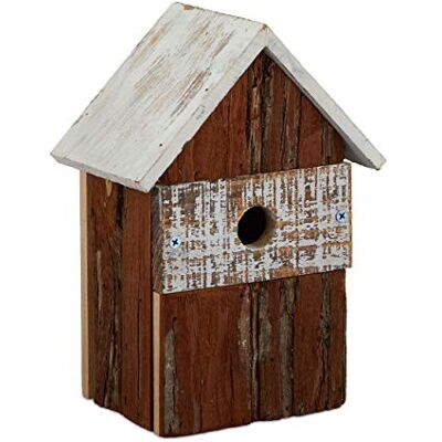 Relaxdays Deko Vogelhaus, aus Holz, Vogelhäuschen zum Aufhängen, Deko-Vogelvilla Garten, HBT: 25,5x18x12 cm, Natur/weiß Relaxdays Deko Vogelhaus, aus Holz, Vogelhäuschen zum Aufhängen, Deko-Vogelvilla Garten, HBT: 25,5x18x12 cm, Natur/weiß