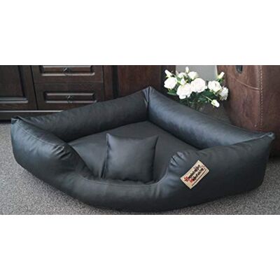 Hundebettenmanufaktur Hundebett Eckbett Hundesofa Schlafplatz Kunstleder Canto (70 cm X 70 cm, Schwarz) Hundebettenmanufaktur Hundebett Eckbett Hundesofa Schlafplatz Kunstleder Canto (70 cm X 70 cm, Schwarz)