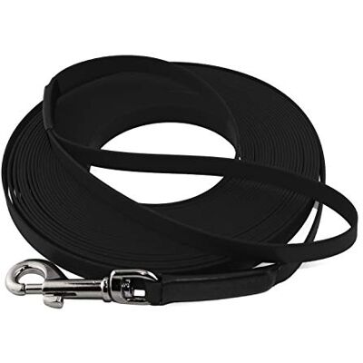 LENNIE Leichte BioThane Schleppleine, 9mm, Hunde 5-15kg, 2m lang, mit Handschlaufe, Schwarz, genäht LENNIE Leichte BioThane Schleppleine, 9mm, Hunde 5-15kg, 2m lang, mit Handschlaufe, Schwarz, genäht