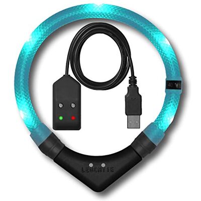 LEUCHTIE ® Easy Charge Leuchthalsband Hund aufladbar, wasserdichtes LED Halsband, Leuchtband für Hunde 25 h Leuchtdauer, extrem hell, türkis Größe 55 LEUCHTIE ® Easy Charge Leuchthalsband Hund aufladbar, wasserdichtes LED Halsband, Leuchtband für Hunde 25 h Leuchtdauer, extrem hell, türkis Größe 55