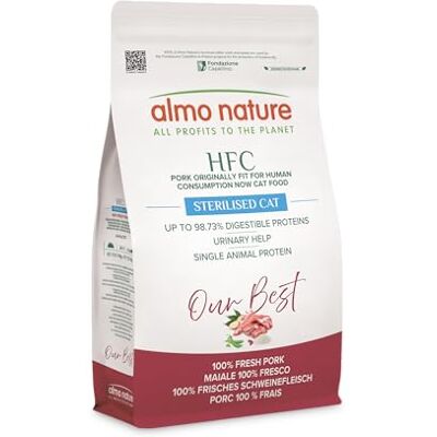 Almo Nature HFC Our Best Adult Sterilized Trockenfutter für sterilisierte Katzen Frisches Schwein Zur Gewichtskontrolle, Lebensmittelqualität, Glutenfrei, Monoprotein 1,2kg Almo Nature HFC Our Best Adult Sterilized Trockenfutter für sterilisierte Katzen Frisches Schwein Zur Gewichtskontrolle, Lebensmittelqualität, Glutenfrei, Monoprotein 1,2kg