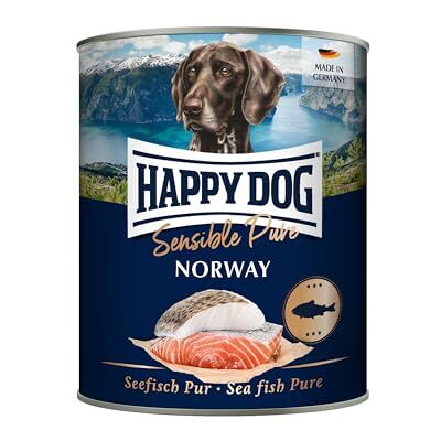 Happy Dog Sensible Pure Norway (Seefisch) 6 x 800 g Monoprotein-Nassfutter mit 70 % reinem Seefisch, getreide- und sojafrei, Rezeptur ohne Zuckerzusatz, für sensible Hunde Happy Dog Sensible Pure Norway (Seefisch) 6 x 800 g Monoprotein-Nassfutter mit 70 % reinem Seefisch, getreide- und sojafrei, Rezeptur ohne Zuckerzusatz, für sensible Hunde