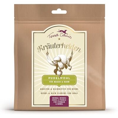 Terra Canis Pudelwohl für Magen & Darm, Kräuterhelden, 60g 100% Lebensmittelqualität aller Rohstoffe, Gesundheitskräuter und Bachblüten, unterstützt Magen und Darm Terra Canis Pudelwohl für Magen & Darm, Kräuterhelden, 60g 100% Lebensmittelqualität aller Rohstoffe, Gesundheitskräuter und Bachblüten, unterstützt Magen und Darm