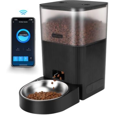 Nobleza Automatischer Futterautomat Katze & Hund mit App, 4,2L Smart Pet Feeder mit Timer, 1-10 Mahlzeiten, 10s Sprachaufnahme, Edelstahl Napf, Dual Stromversorgung, Schwarz Nobleza Automatischer Futterautomat Katze & Hund mit App, 4,2L Smart Pet Feeder mit Timer, 1-10 Mahlzeiten, 10s Sprachaufnahme, Edelstahl Napf, Dual Stromversorgung, Schwarz