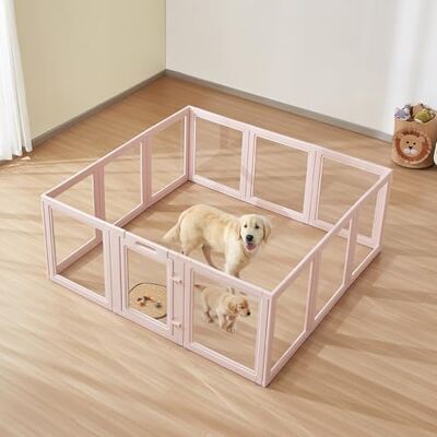 VEVOR Wurfkiste für Welpen, 1540x1500x600 mm, Welpenlaufstall, mit transparenten Fenstern und Schloss, pinken Rahmen, Hundelaufstall, Tierauslauf, Hunde Wurfbox für extra große Hunde VEVOR Wurfkiste für Welpen, 1540x1500x600 mm, Welpenlaufstall, mit transparenten Fenstern und Schloss, pinken Rahmen, Hundelaufstall, Tierauslauf, Hunde Wurfbox für extra große Hunde