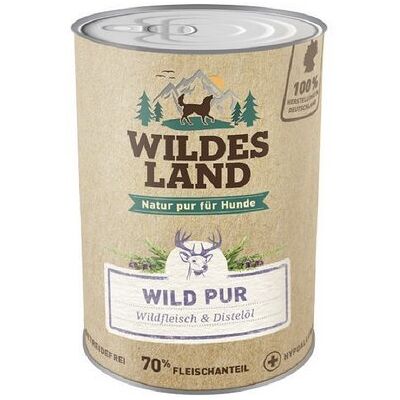 WILDES LAND Wild PUR 6 x 400 g Mit Distelöl Nassfutter für Hunde Hoher Fleischanteil Getreidefrei und Glutenfreies Hundefutter WILDES LAND Wild PUR 6 x 400 g Mit Distelöl Nassfutter für Hunde Hoher Fleischanteil Getreidefrei und Glutenfreies Hundefutter